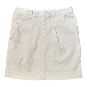 Lacoste White Flat Front White Denim Mini Skirt With Pockets - Size 2